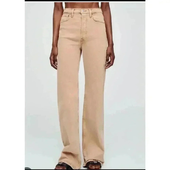 Re/Done Womens Khaki 90s High Rise Loose Fit Denim, Size 31 - Picture 1 of 8